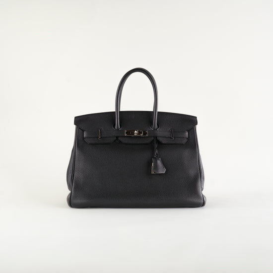 Bolso de Mano Hermès Birkin Noir 35 en Piel Negra