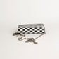 Bolso Crossbody Christian Dior Wallet On Chain Checkered en Piel Blanca y Negro