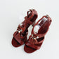 Sandalias de Tacón Gucci de Piel Café con Borlas Doradas