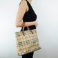 Bolso Tote Burberry Vintage Check de Lona Beige con Asas