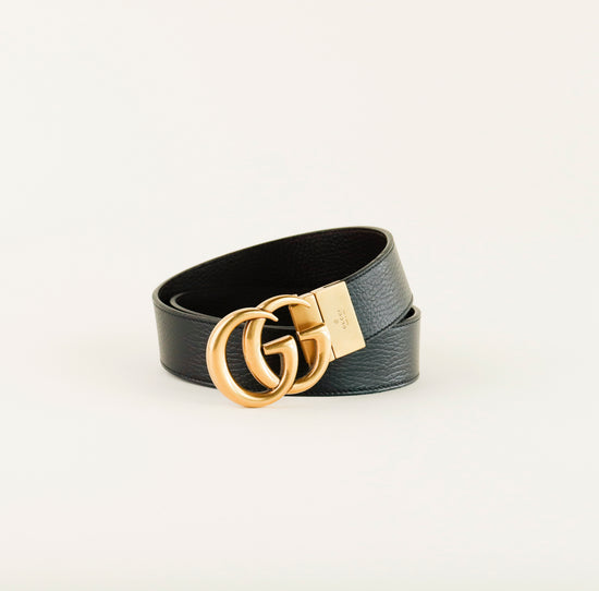 Cinturón Gucci Double GG en Piel Negra