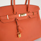 Bolso de Mano Hermès Birkin 35 en Piel Orange
