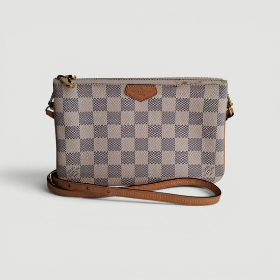 Louis Vuitton Pochette Double Zip en lona Damier Azur