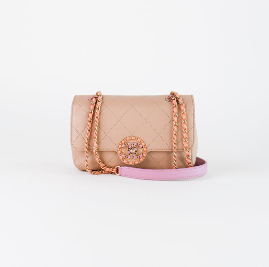 Bolso Crossbody Chanel Timeless Chain Bag Small en Piel Nude