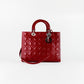 Bolso de Mano Lady Dior Clásico en Piel Cannage Charolada Roja