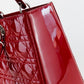 Bolso de Mano Lady Dior Clásico en Piel Cannage Charolada Roja
