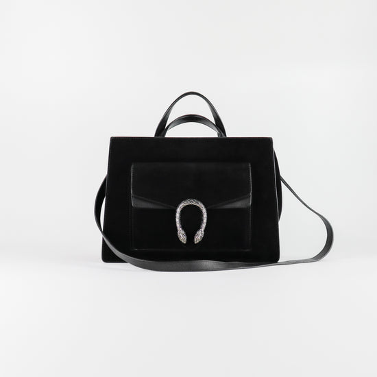 Bolso Crossbody Gucci Dionysus de Ante Negro con Asa