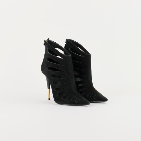 Botines Giuseppe Zanotti en Gamuza Negra con Cierre Trasero