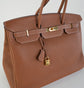 Bolso de Mano Hermès Birkin Gold 40 en Piel Caramelo