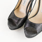 Tacones Jimmy Choo en Tela Negra Metálica