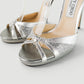Sandalias de tacón Jimmy Choo en piel plateada
