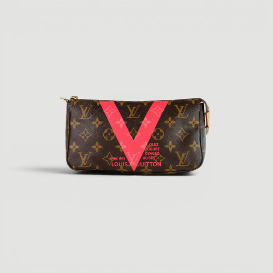 Mini bolso pochette Louis Vuitton en lona monogram café