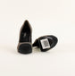 Tacones Chanel en Piel Gris con Acabado Glitter