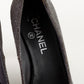 Tacones Chanel en Piel Gris con Acabado Glitter