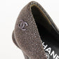 Tacones Chanel en Piel Gris con Acabado Glitter