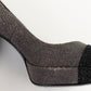 Tacones Chanel en Piel Gris con Acabado Glitter