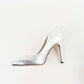 Tacones Michael Kors en Piel Plateada con Textura de Víbora