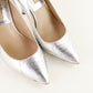 Tacones Michael Kors en Piel Plateada con Textura de Víbora
