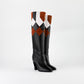 Botas Largas Salvatore Ferragamo de Piel Negra con Parches en Gamuza