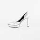 Tacones Yves Saint Laurent D’Orsay Half en Piel Plata Metalizada