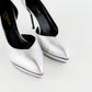 Tacones Yves Saint Laurent D’Orsay Half en Piel Plata Metalizada