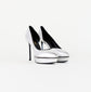 Tacones Yves Saint Laurent D’Orsay Half en Piel Plata Metalizada