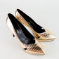 Tacones Yves Saint Laurent Janis Piel Dorada Metalizada