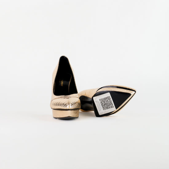 Tacones Yves Saint Laurent Janis Piel Dorada Metalizada