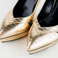 Tacones Yves Saint Laurent Janis Piel Dorada Metalizada
