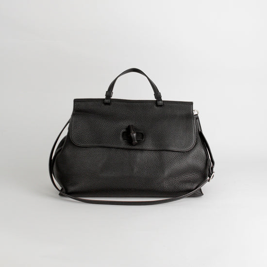 Bolso de Hombro Gucci Bamboo en Piel Negra