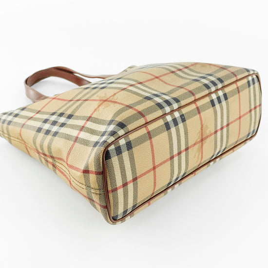 Bolso Tote Burberry Vintage Check de Lona Beige con Asas