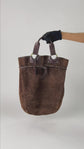 Bolso Tote Vintage Gucci en Gamuza Café con Detalles en Piel