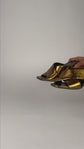 Sandalias de Tacón Destalonadas Yves Saint Laurent en Piel Bronce Metalizada