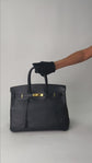 Bolso de Mano Hermès Birkin 35 en Piel Negra